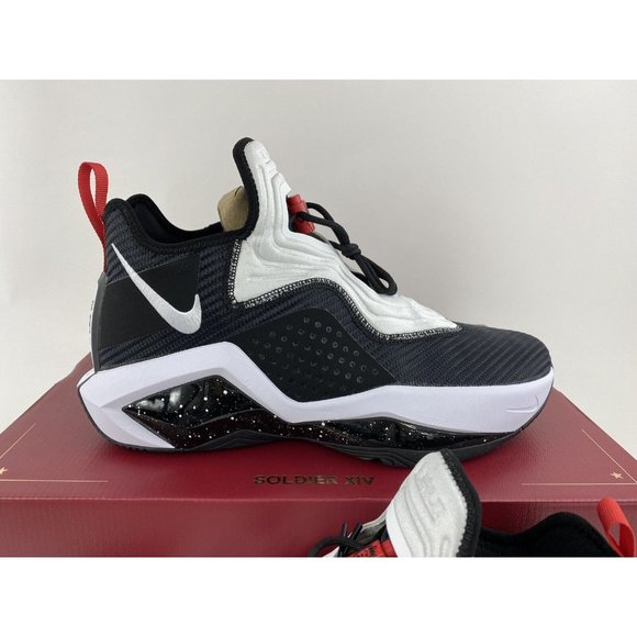 Nike LeBron Soldier 14 Black White Men's Basketball Shoes Red XIV CK6024 002 - Picture 5 of 12